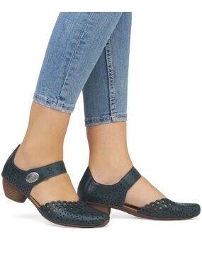 Rieker Leather Mary Jane Wedge Shoes Comfort Slip On Size 8